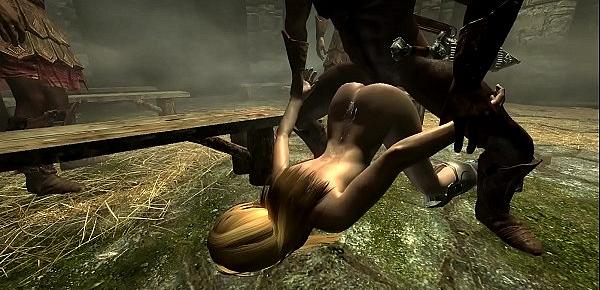  Skyrim - Imperial soldiers gangbang a sexy Nord - part2